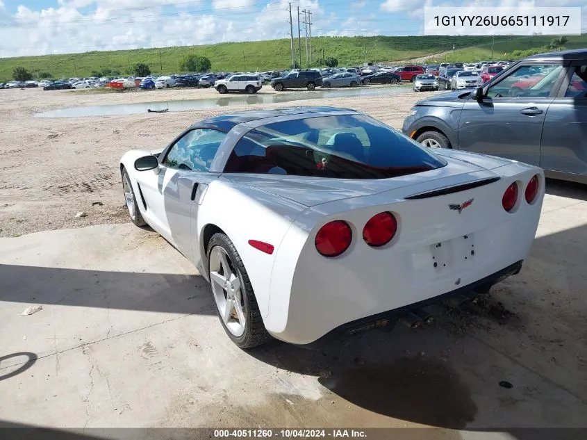 2006 Chevrolet Corvette VIN: 1G1YY26U665111917 Lot: 40511260