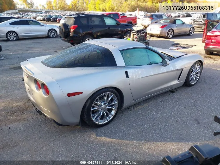 2006 Chevrolet Corvette VIN: 1G1YY26U965108316 Lot: 40627411