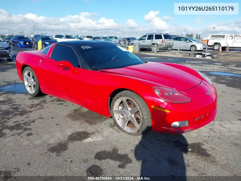 2006 Chevrolet Corvette VIN: 1G1YY26U265110179 Lot: 40750580