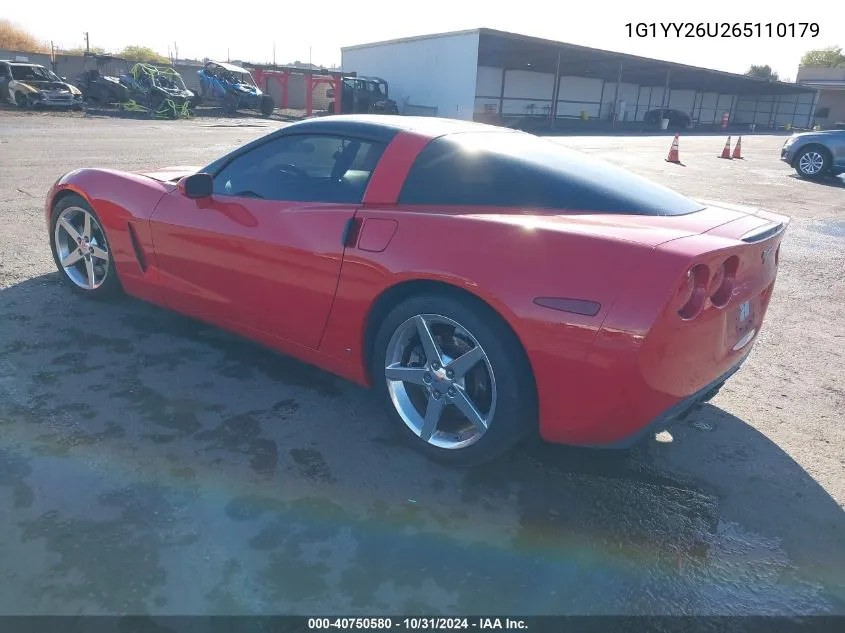 2006 Chevrolet Corvette VIN: 1G1YY26U265110179 Lot: 40750580