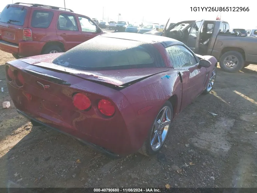 2006 Chevrolet Corvette VIN: 1G1YY26U865122966 Lot: 40790680