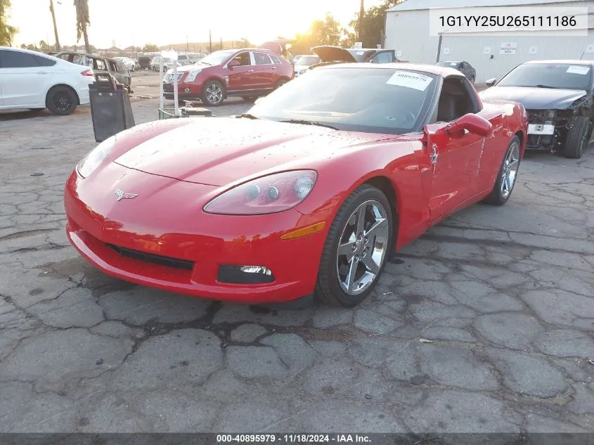 2006 Chevrolet Corvette VIN: 1G1YY25U265111186 Lot: 40895979