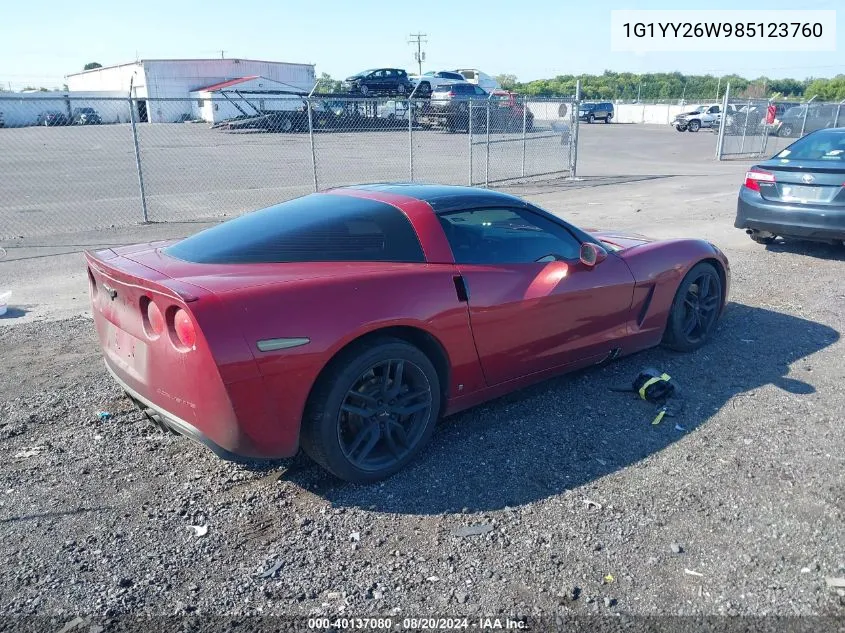 2008 Chevrolet Corvette VIN: 1G1YY26W985123760 Lot: 40137080