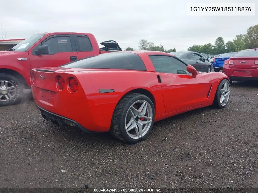 2008 Chevrolet Corvette VIN: 1G1YY25W185118876 Lot: 40424495