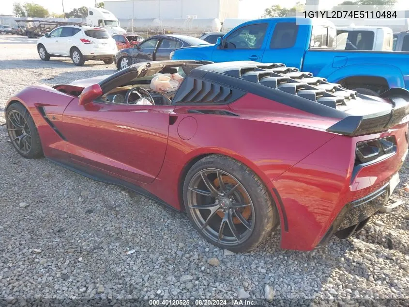 2014 Chevrolet Corvette Stingray Z51 3Lt VIN: 1G1YL2D74E5110484 Lot: 40120525