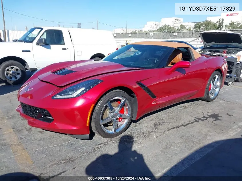 2014 Chevrolet Corvette Stingray VIN: 1G1YD3D7XE5117829 Lot: 40637305