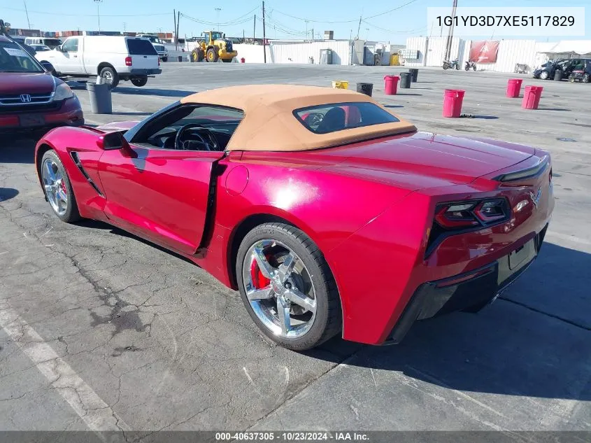 2014 Chevrolet Corvette Stingray VIN: 1G1YD3D7XE5117829 Lot: 40637305