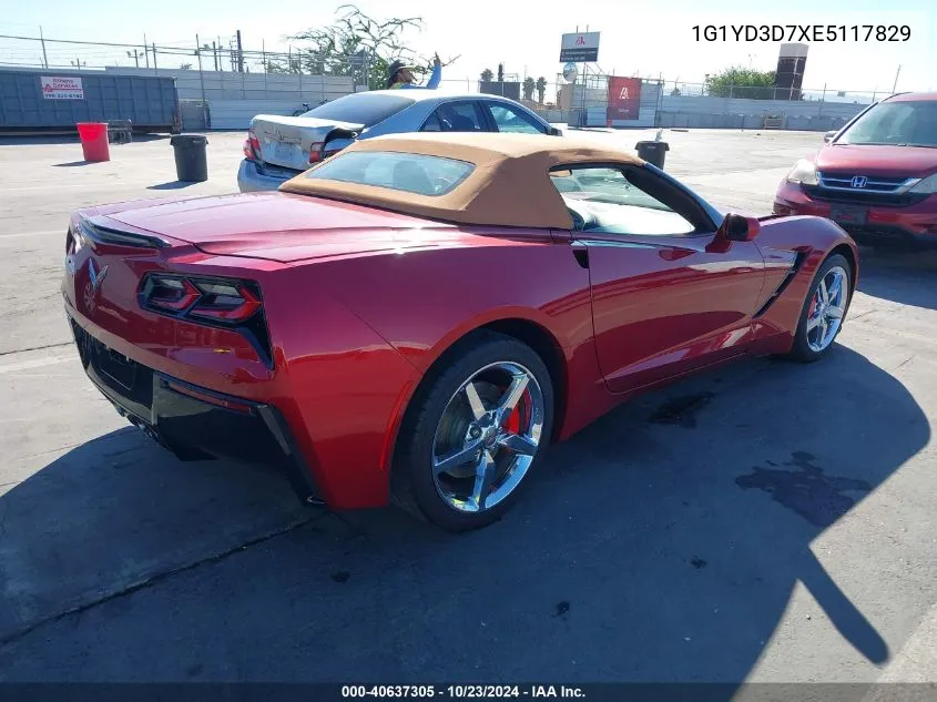 2014 Chevrolet Corvette Stingray VIN: 1G1YD3D7XE5117829 Lot: 40637305