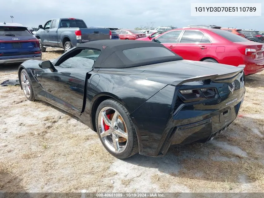 2014 Chevrolet Corvette Stingray VIN: 1G1YD3D70E5110789 Lot: 40651089