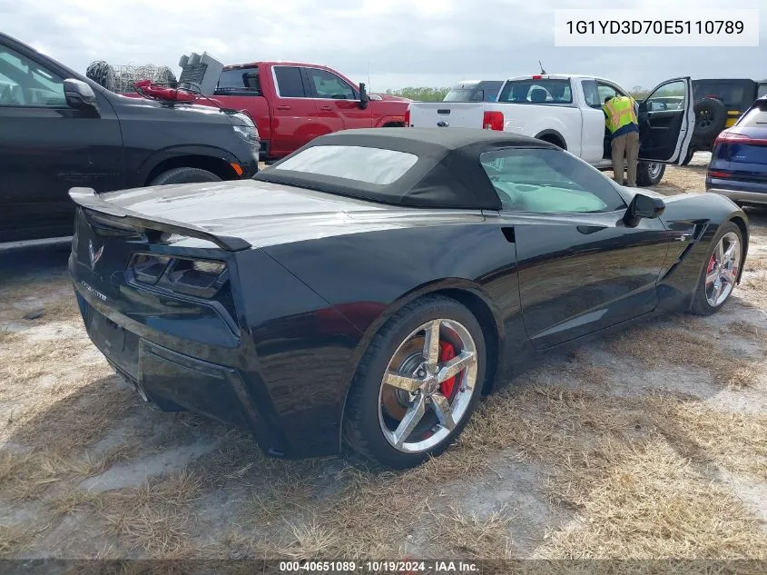 2014 Chevrolet Corvette Stingray VIN: 1G1YD3D70E5110789 Lot: 40651089