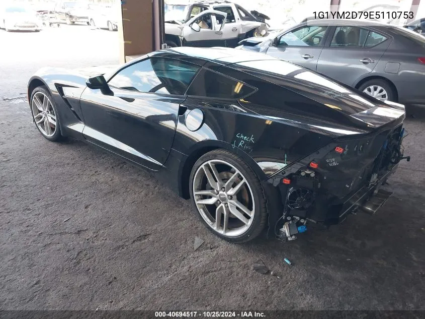 2014 Chevrolet Corvette Stingray Z51 VIN: 1G1YM2D79E5110753 Lot: 40694517