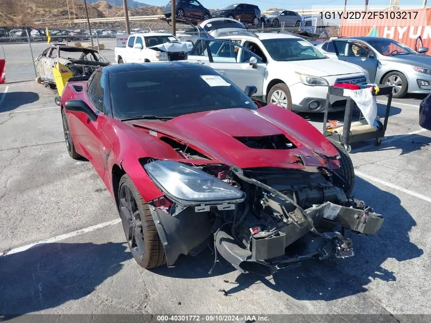 2015 Chevrolet Corvette Stingray Z51 VIN: 1G1YJ2D72F5103217 Lot: 40301772