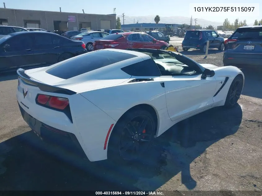 2015 Chevrolet Corvette Stingray Z51 VIN: 1G1YK2D75F5115097 Lot: 40315694