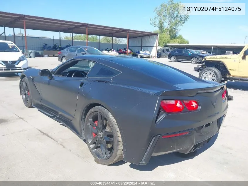 2015 Chevrolet Corvette Stingray VIN: 1G1YD2D74F5124075 Lot: 40394141