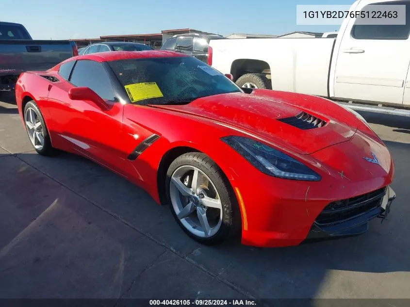 2015 Chevrolet Corvette Stingray VIN: 1G1YB2D76F5122463 Lot: 40426105