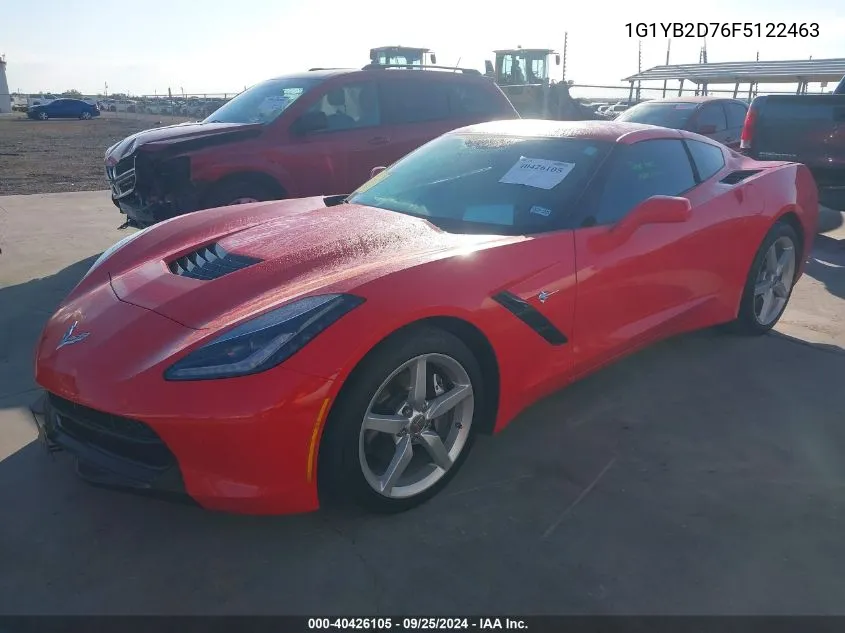 2015 Chevrolet Corvette Stingray VIN: 1G1YB2D76F5122463 Lot: 40426105