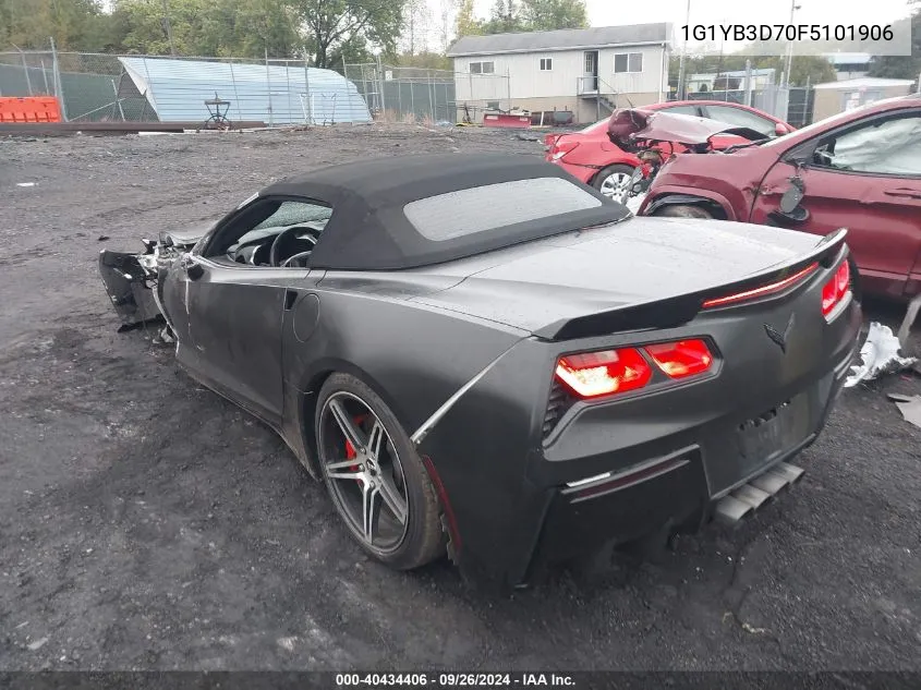 2015 Chevrolet Corvette Stingray VIN: 1G1YB3D70F5101906 Lot: 40434406