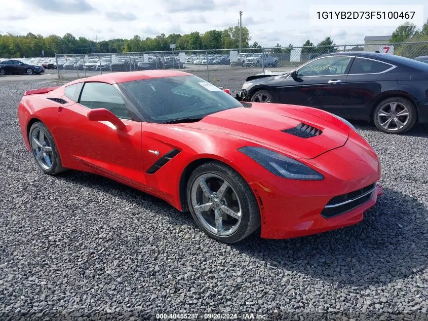 2015 Chevrolet Corvette Stingray VIN: 1G1YB2D73F5100467 Lot: 40455287