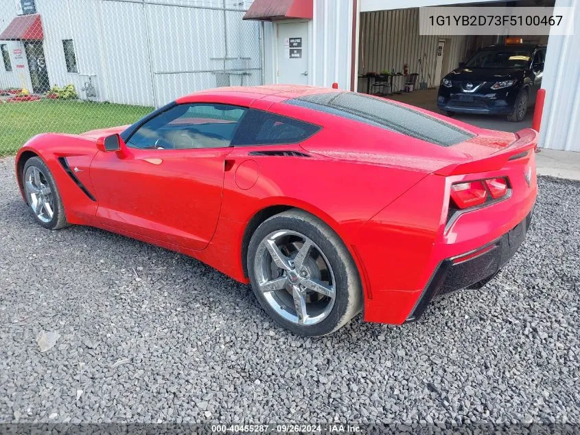 2015 Chevrolet Corvette Stingray VIN: 1G1YB2D73F5100467 Lot: 40455287