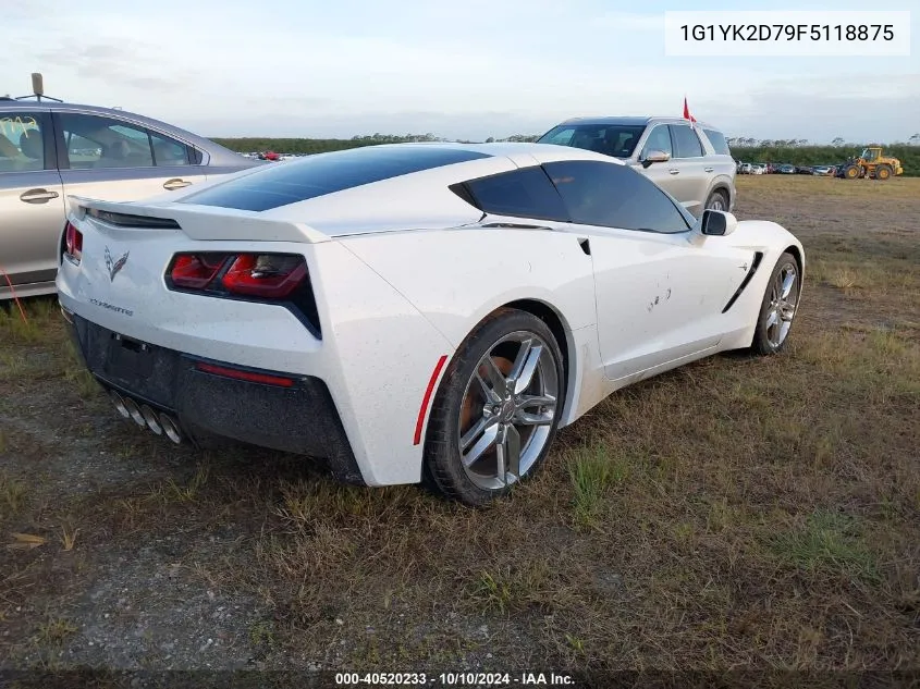 2015 Chevrolet Corvette Stingray Z51 VIN: 1G1YK2D79F5118875 Lot: 40520233