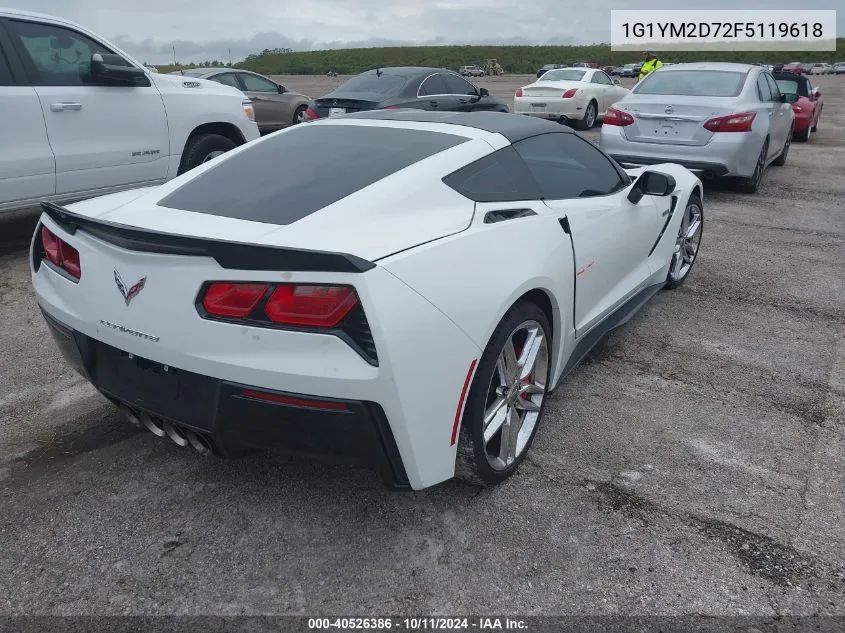 2015 Chevrolet Corvette Stingray Z51 3Lt VIN: 1G1YM2D72F5119618 Lot: 40526386