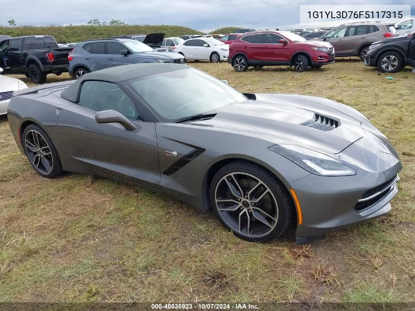 2015 Chevrolet Corvette Stingray Z51 VIN: 1G1YL3D76F5117315 Lot: 40535923