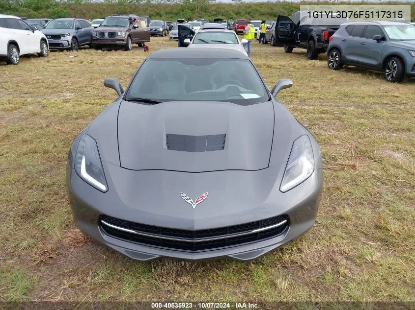 2015 Chevrolet Corvette Stingray Z51 VIN: 1G1YL3D76F5117315 Lot: 40535923