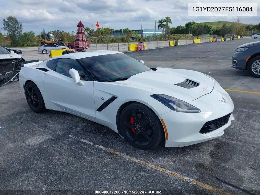 2015 Chevrolet Corvette Stingray VIN: 1G1YD2D77F5116004 Lot: 40617206