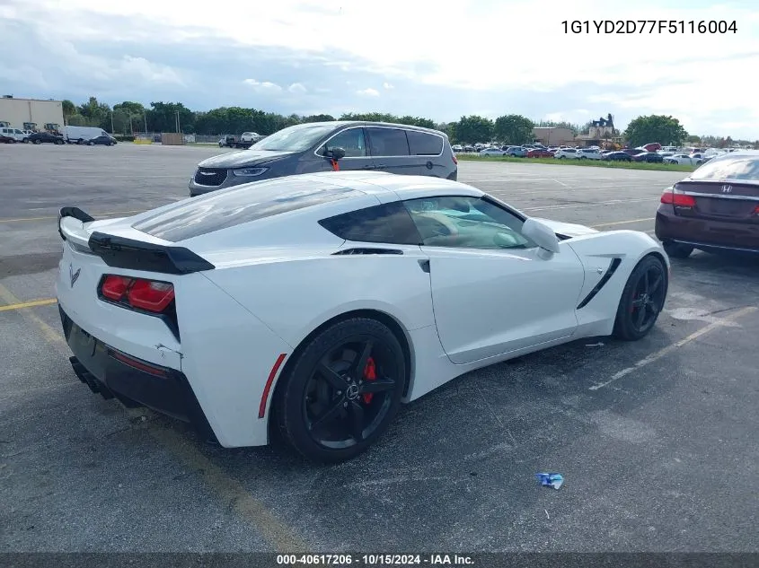 2015 Chevrolet Corvette Stingray VIN: 1G1YD2D77F5116004 Lot: 40617206