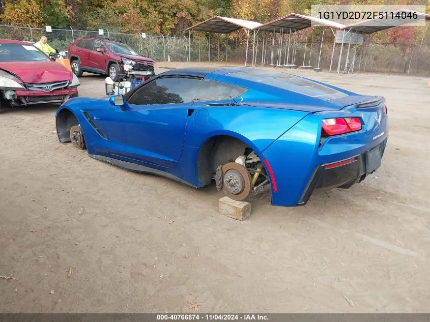 2015 Chevrolet Corvette Stingray VIN: 1G1YD2D72F5114046 Lot: 40766874