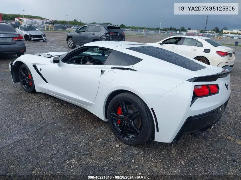 2016 Chevrolet Corvette Stingray VIN: 1G1YA2D7XG5125306 Lot: 40221613