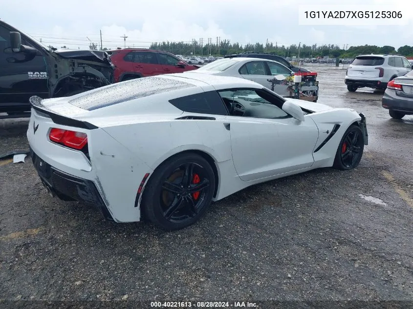 2016 Chevrolet Corvette Stingray VIN: 1G1YA2D7XG5125306 Lot: 40221613