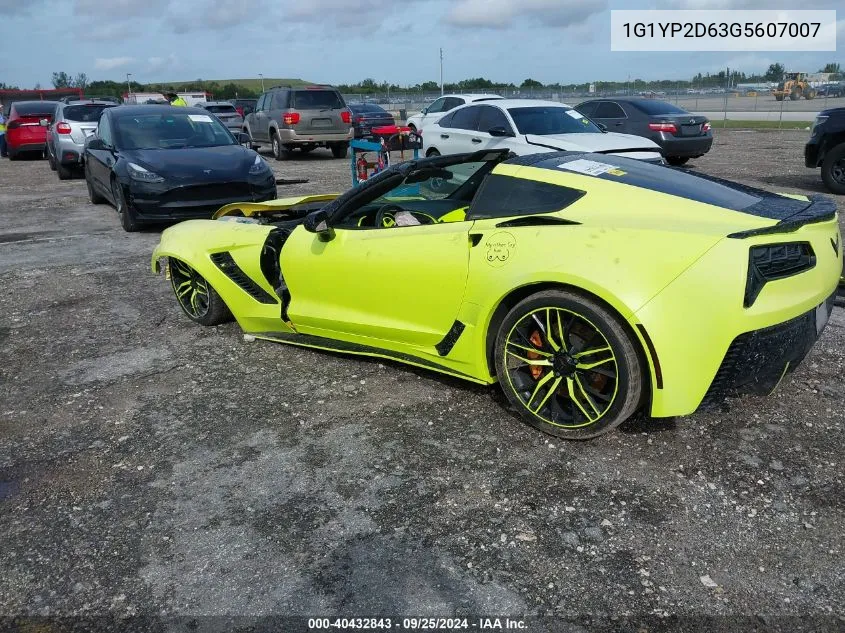 2016 Chevrolet Corvette Z06 VIN: 1G1YP2D63G5607007 Lot: 40432843