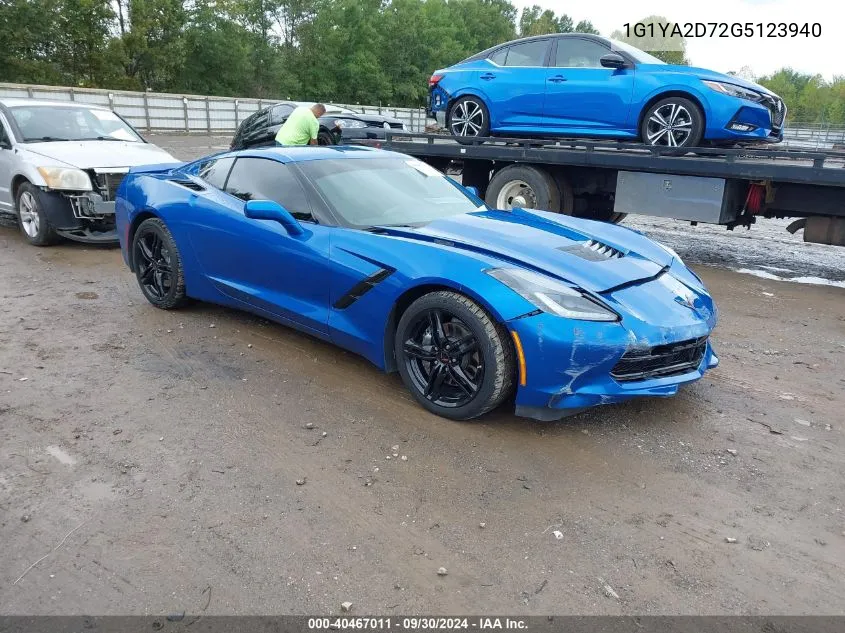 2016 Chevrolet Corvette Stingray VIN: 1G1YA2D72G5123940 Lot: 40467011