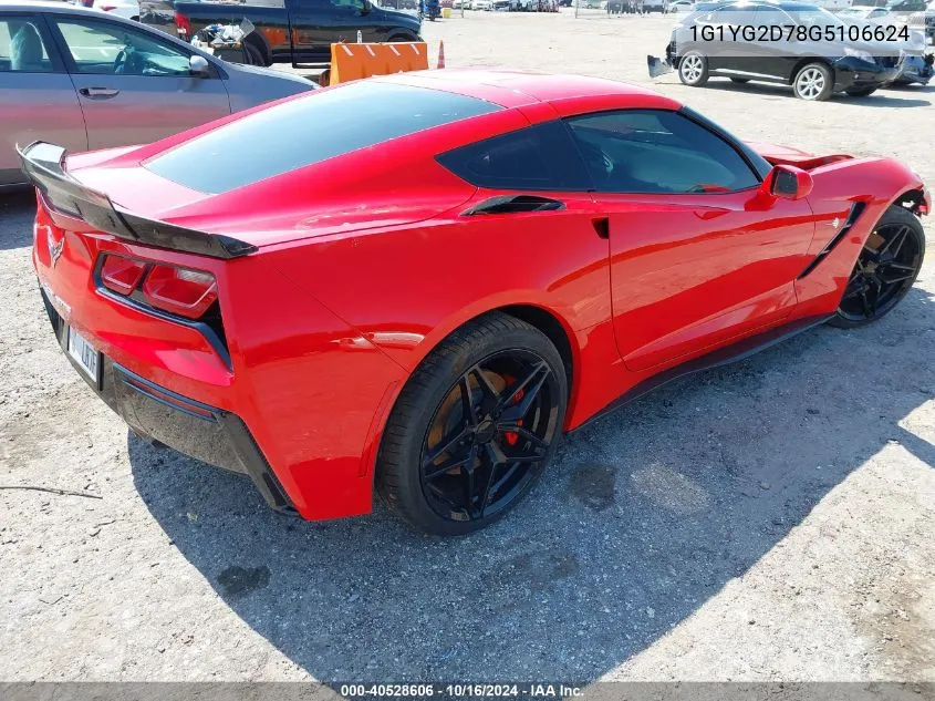 2016 Chevrolet Corvette Stingray Z51 VIN: 1G1YG2D78G5106624 Lot: 40528606