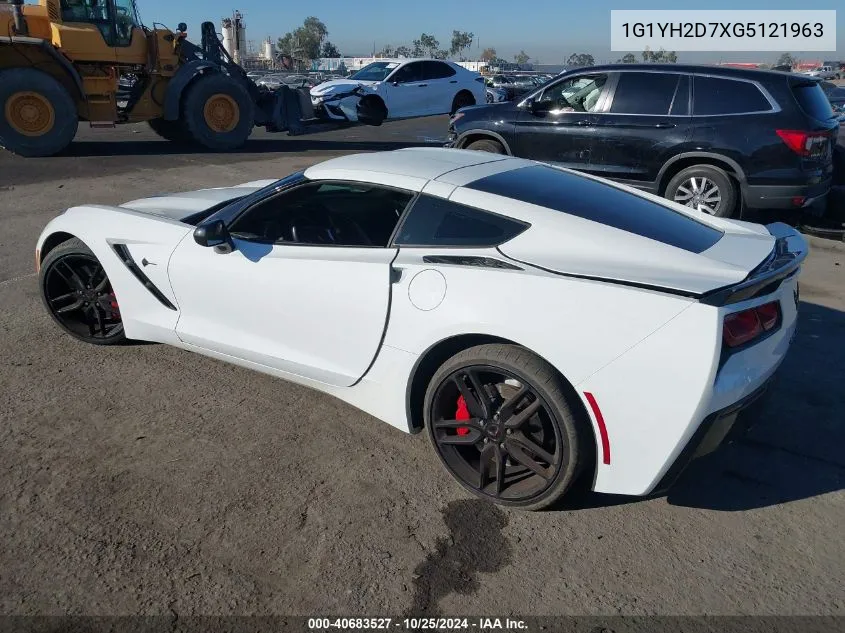 2016 Chevrolet Corvette Stingray Z51 VIN: 1G1YH2D7XG5121963 Lot: 40683527