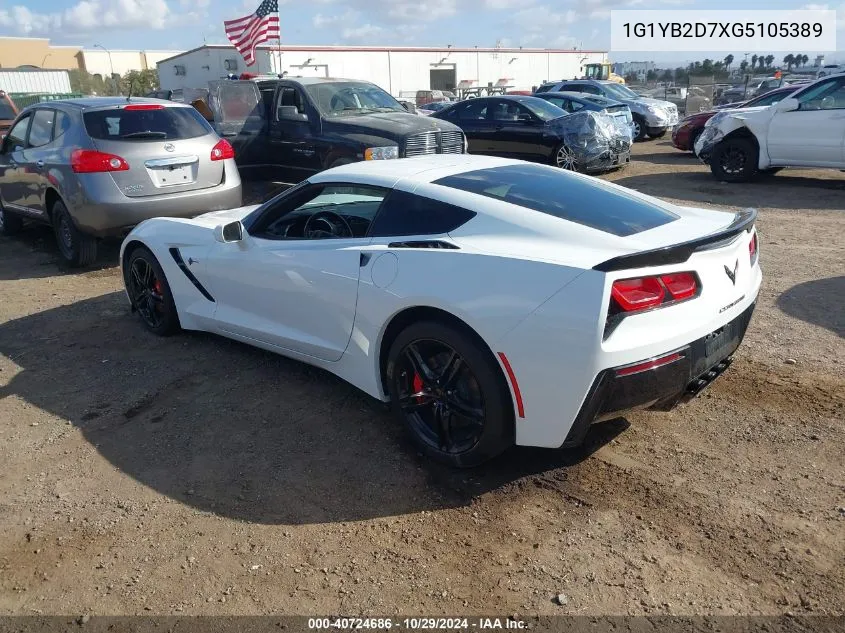 2016 Chevrolet Corvette Stingray VIN: 1G1YB2D7XG5105389 Lot: 40724686