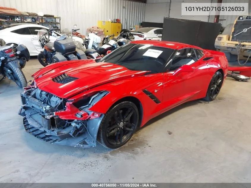 1G1YH2D71G5126033 2016 Chevrolet Corvette Stingray Z51