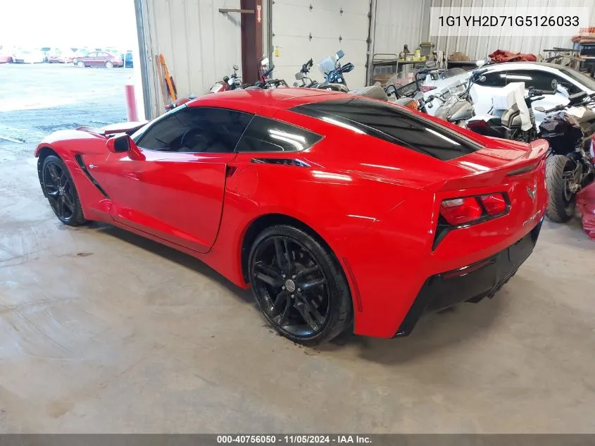 1G1YH2D71G5126033 2016 Chevrolet Corvette Stingray Z51