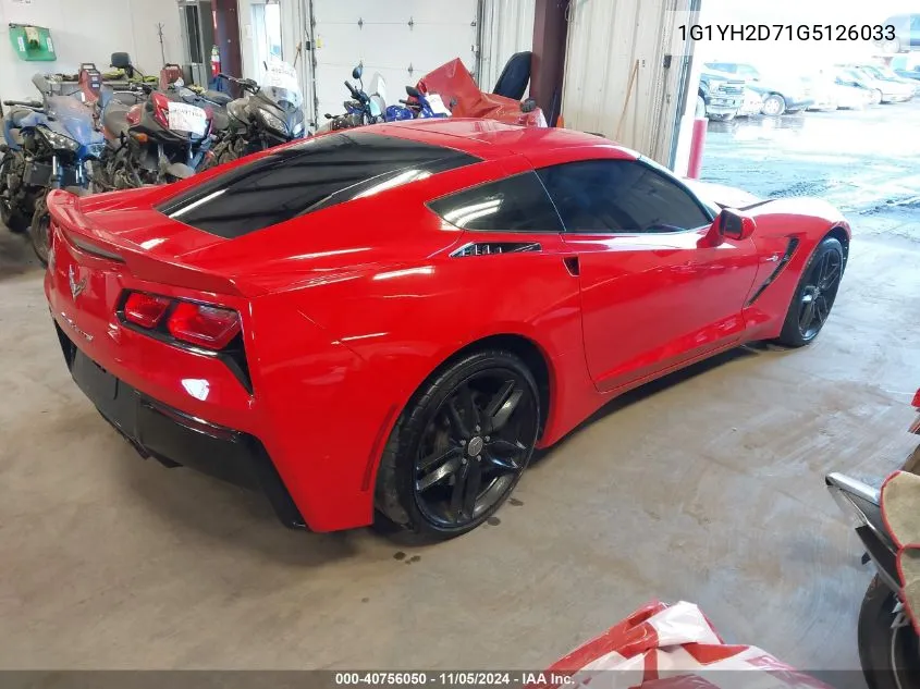 1G1YH2D71G5126033 2016 Chevrolet Corvette Stingray Z51