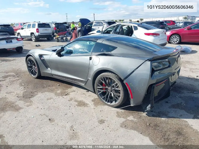 2016 Chevrolet Corvette Z06 VIN: 1G1YS2D60G5606346 Lot: 40767986