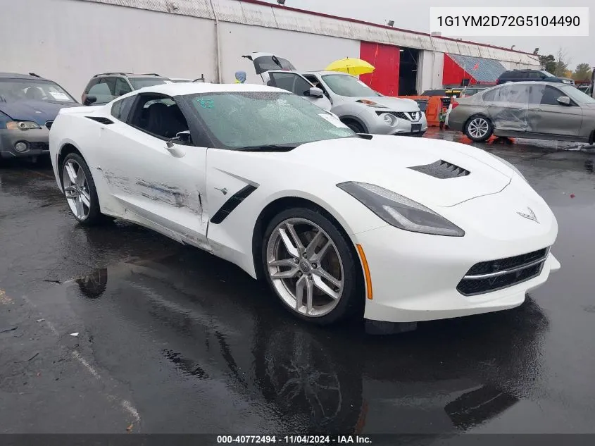 2016 Chevrolet Corvette Stingray Z51 VIN: 1G1YM2D72G5104490 Lot: 40772494