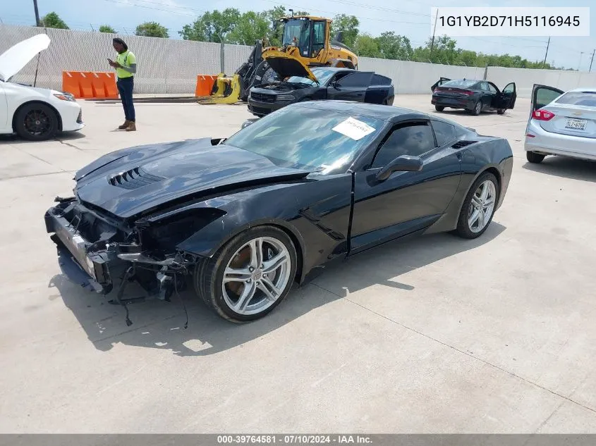 2017 Chevrolet Corvette Stingray VIN: 1G1YB2D71H5116945 Lot: 39764581