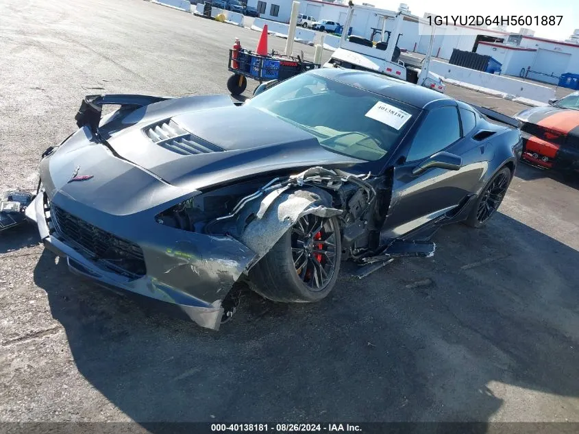 2017 Chevrolet Corvette Z06 VIN: 1G1YU2D64H5601887 Lot: 40138181