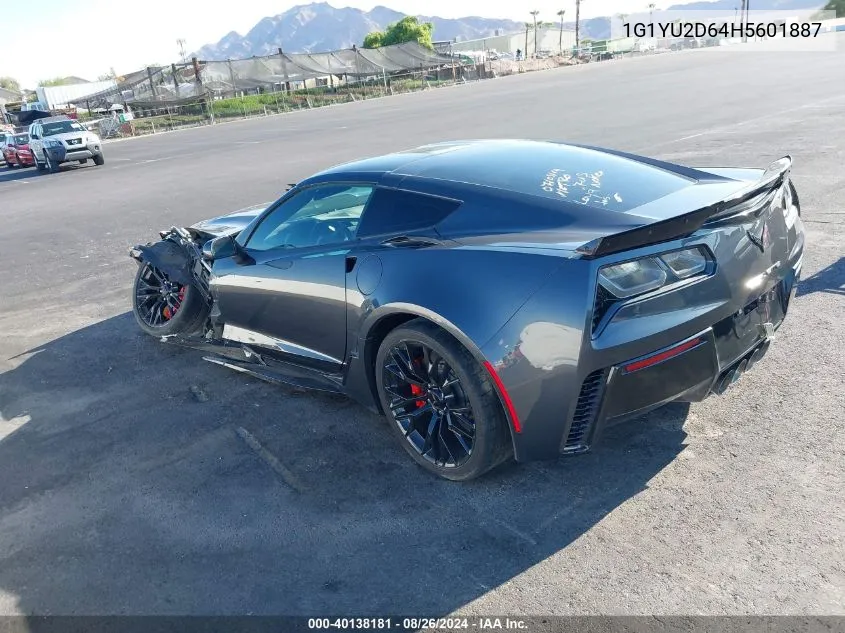 2017 Chevrolet Corvette Z06 VIN: 1G1YU2D64H5601887 Lot: 40138181