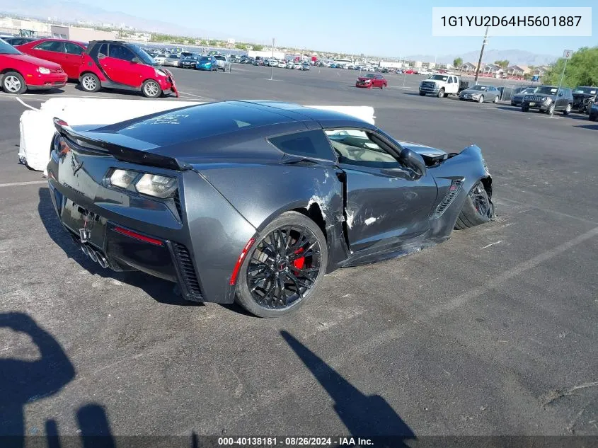 2017 Chevrolet Corvette Z06 VIN: 1G1YU2D64H5601887 Lot: 40138181