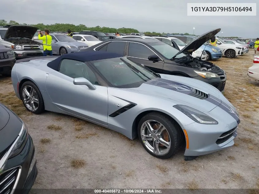 2017 Chevrolet Corvette Stingray 1Lt VIN: 1G1YA3D79H5106494 Lot: 40485672