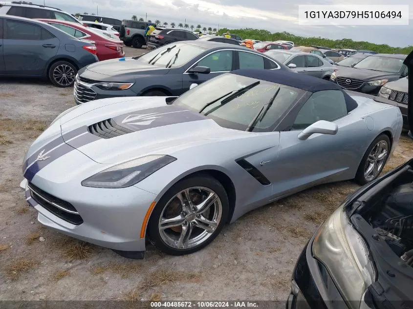 2017 Chevrolet Corvette Stingray 1Lt VIN: 1G1YA3D79H5106494 Lot: 40485672