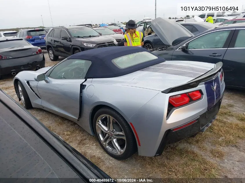 2017 Chevrolet Corvette Stingray 1Lt VIN: 1G1YA3D79H5106494 Lot: 40485672