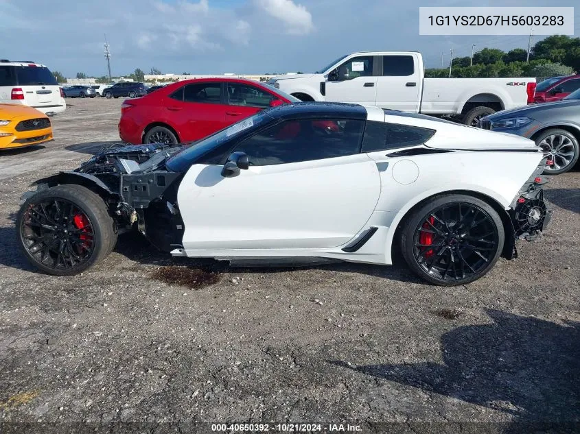 2017 Chevrolet Corvette Z06 2Lz VIN: 1G1YS2D67H5603283 Lot: 40650392